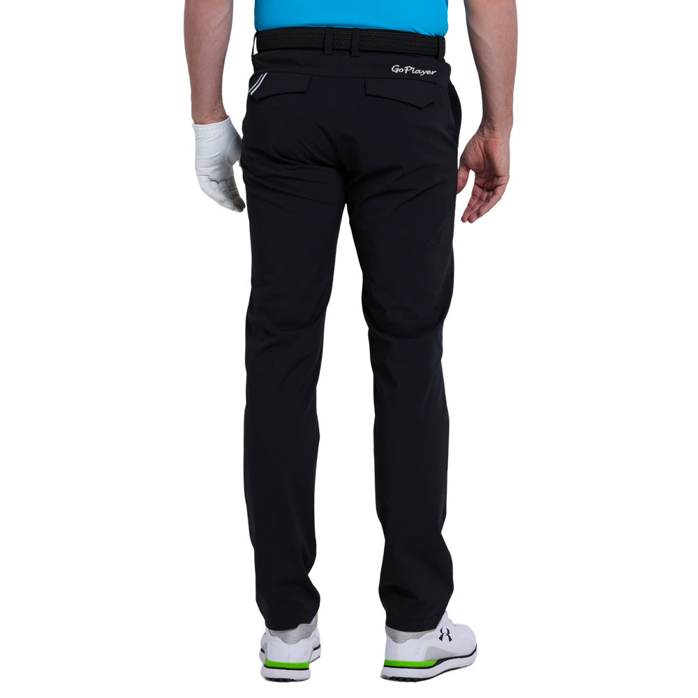 GoPlayer Men's Elastic Waist Punching Golf Pants (Black)