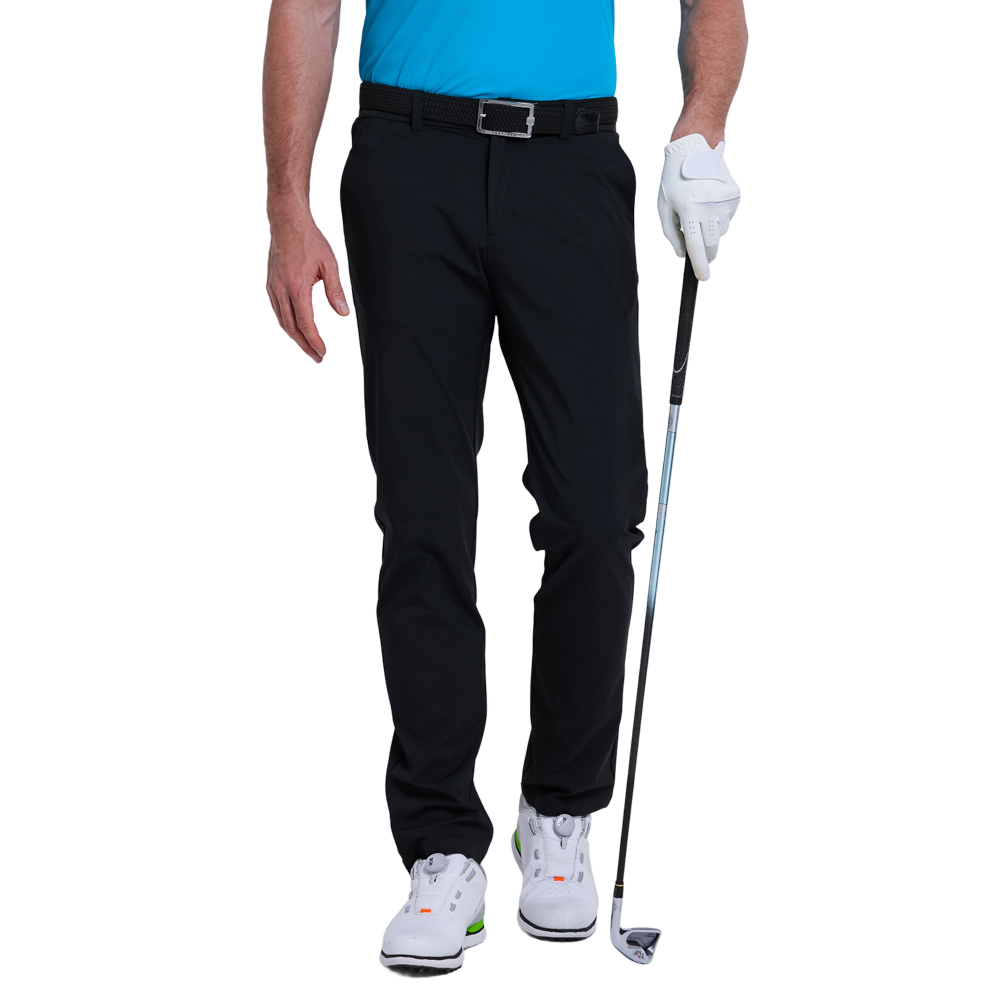 GoPlayer Men's Elastic Waist Punching Golf Pants (Black)