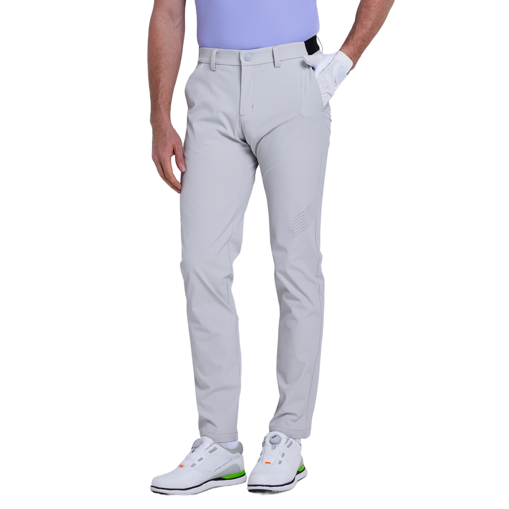 GoPlayer Men's Elastic Waist Punching Golf Pants (Cold Gray)