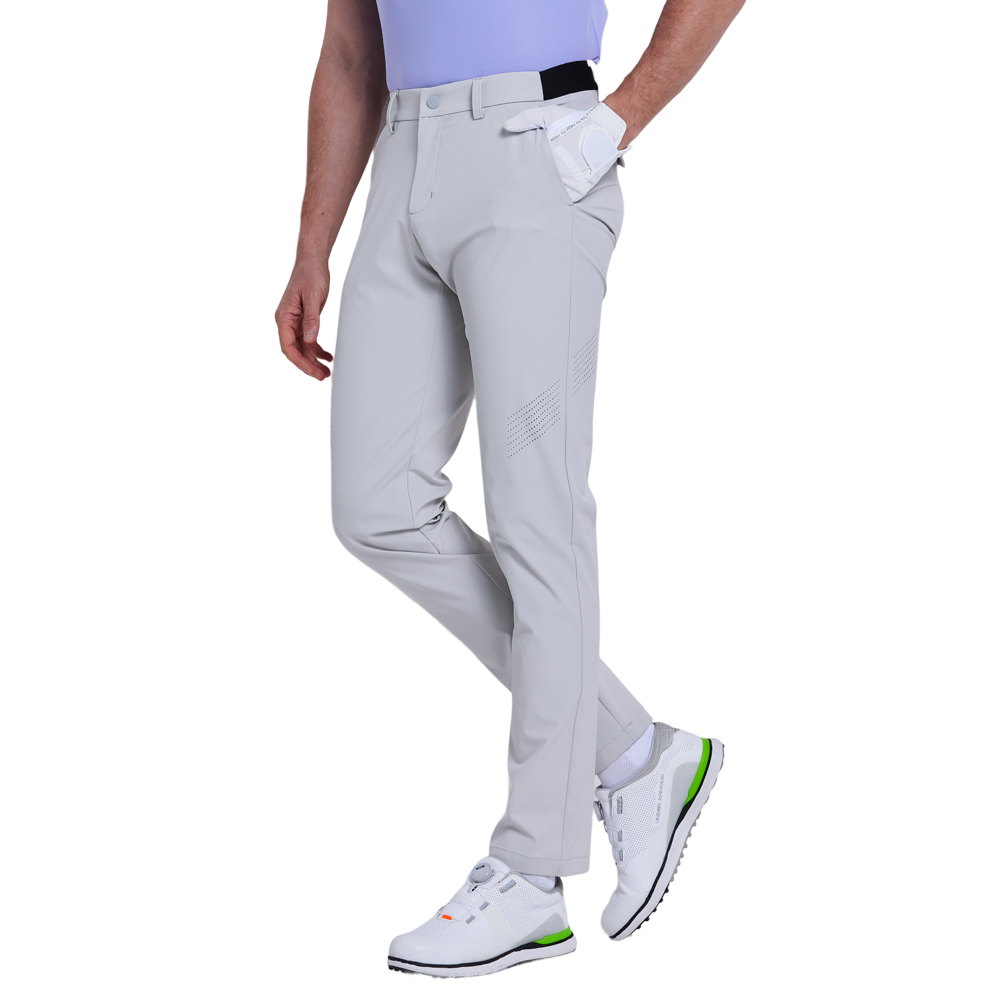 GoPlayer Men's Elastic Waist Punching Golf Pants (Cold Gray)