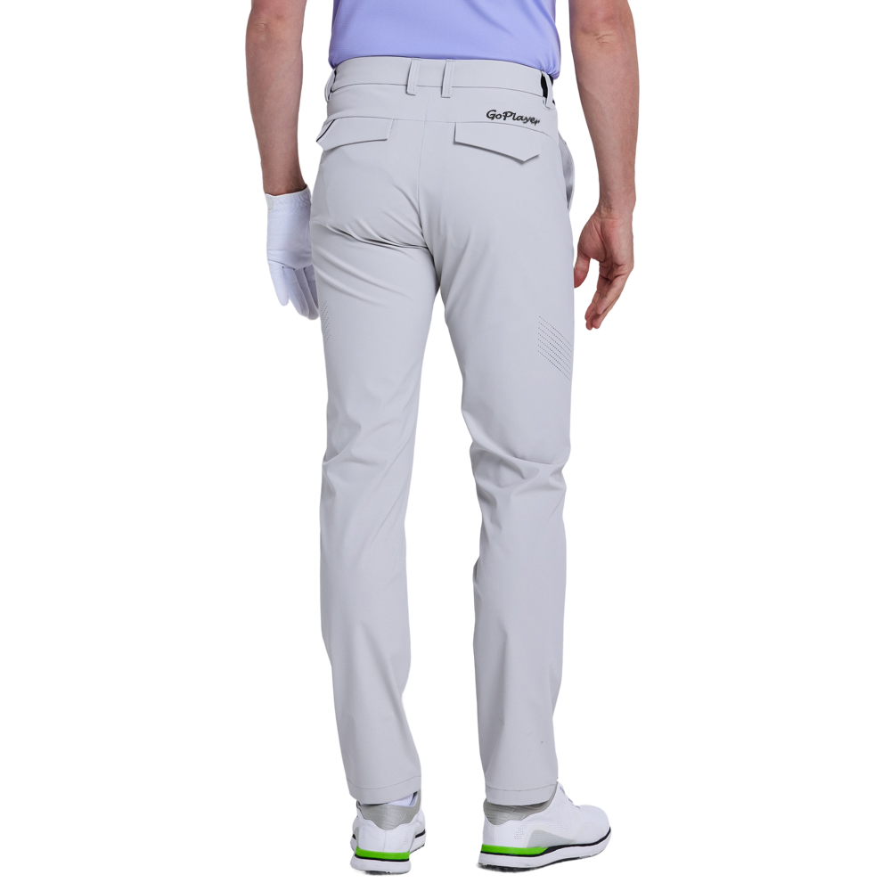 GoPlayer Men's Elastic Waist Punching Golf Pants (Cold Gray)