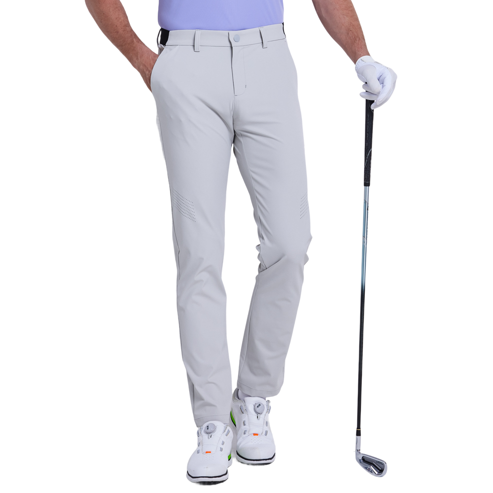 GoPlayer Men's Elastic Waist Punching Golf Pants (Cold Gray)