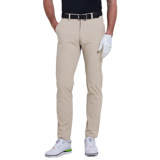 GoPlayer Men's Elastic Waist Punching Golf Pants (Light Khaki)
