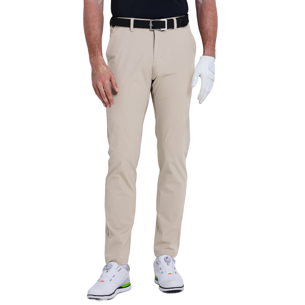 GoPlayer Men's Elastic Waist Punching Golf Pants (Light Khaki)