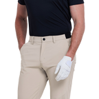GoPlayer Men's Elastic Waist Punching Golf Pants (Light Khaki)