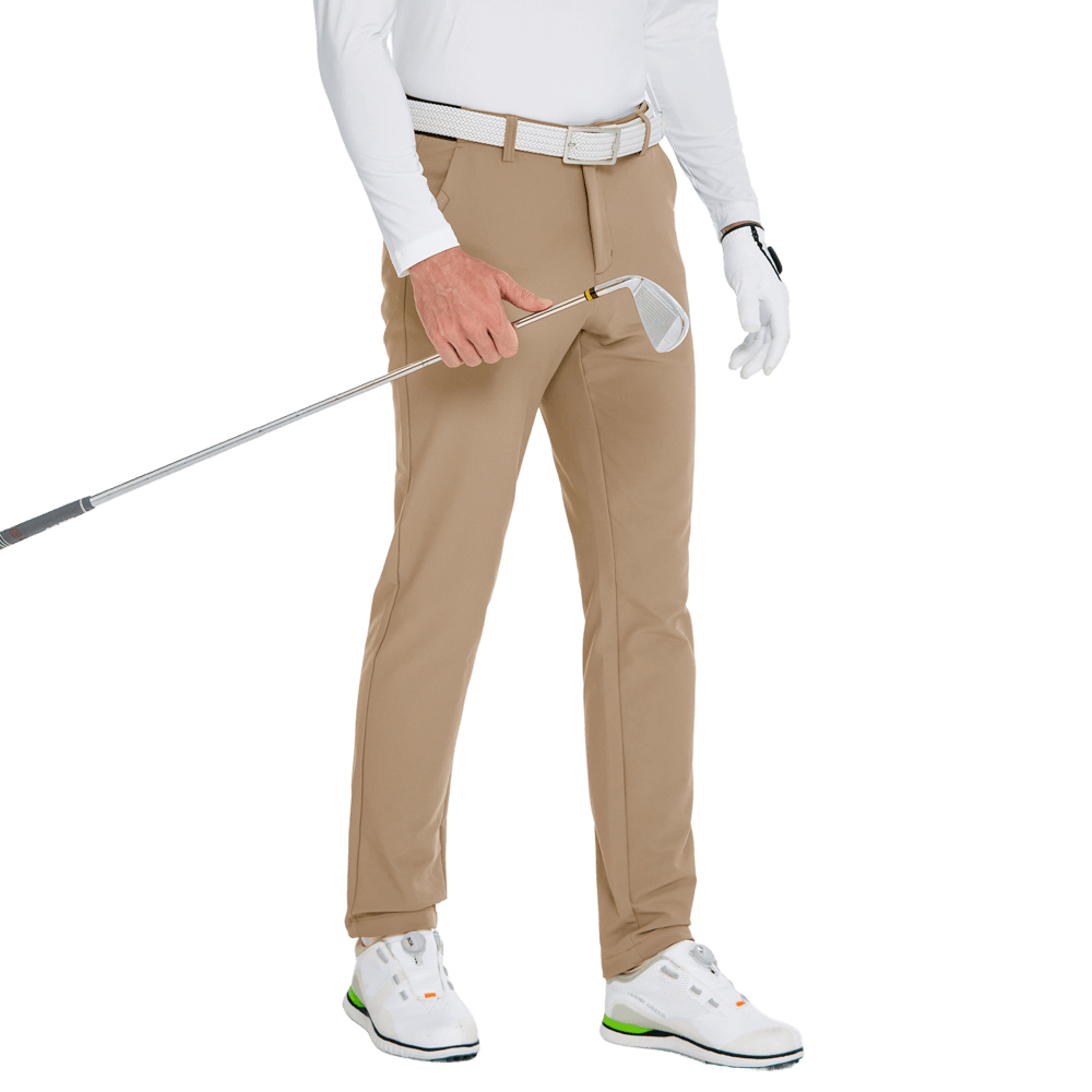 GoPlayer Men's Autumn and Winter Elastic Waist Golf Pants (Khaki)