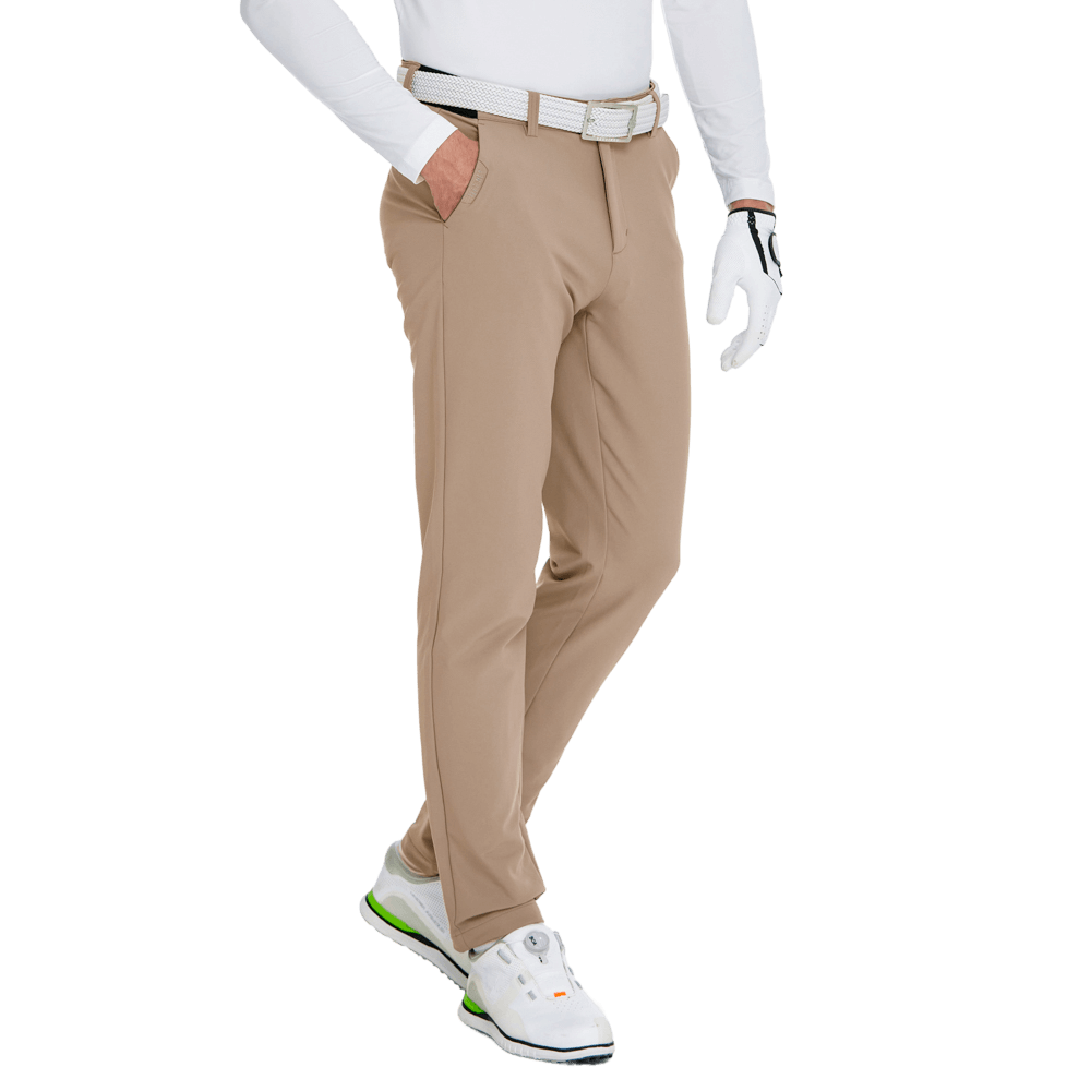 GoPlayer Men's Autumn and Winter Elastic Waist Golf Pants (Khaki)