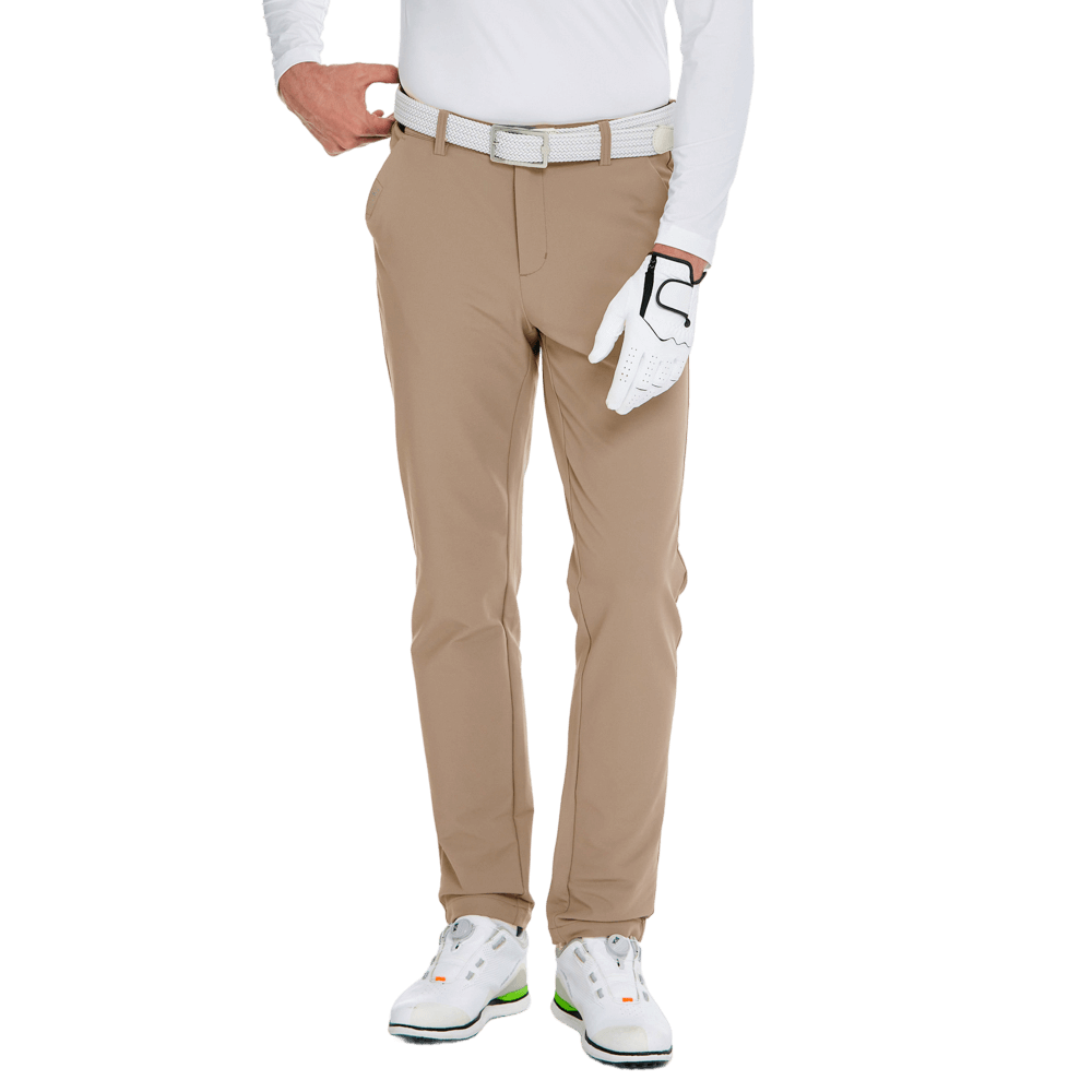 GoPlayer Men's Autumn and Winter Elastic Waist Golf Pants (Khaki)