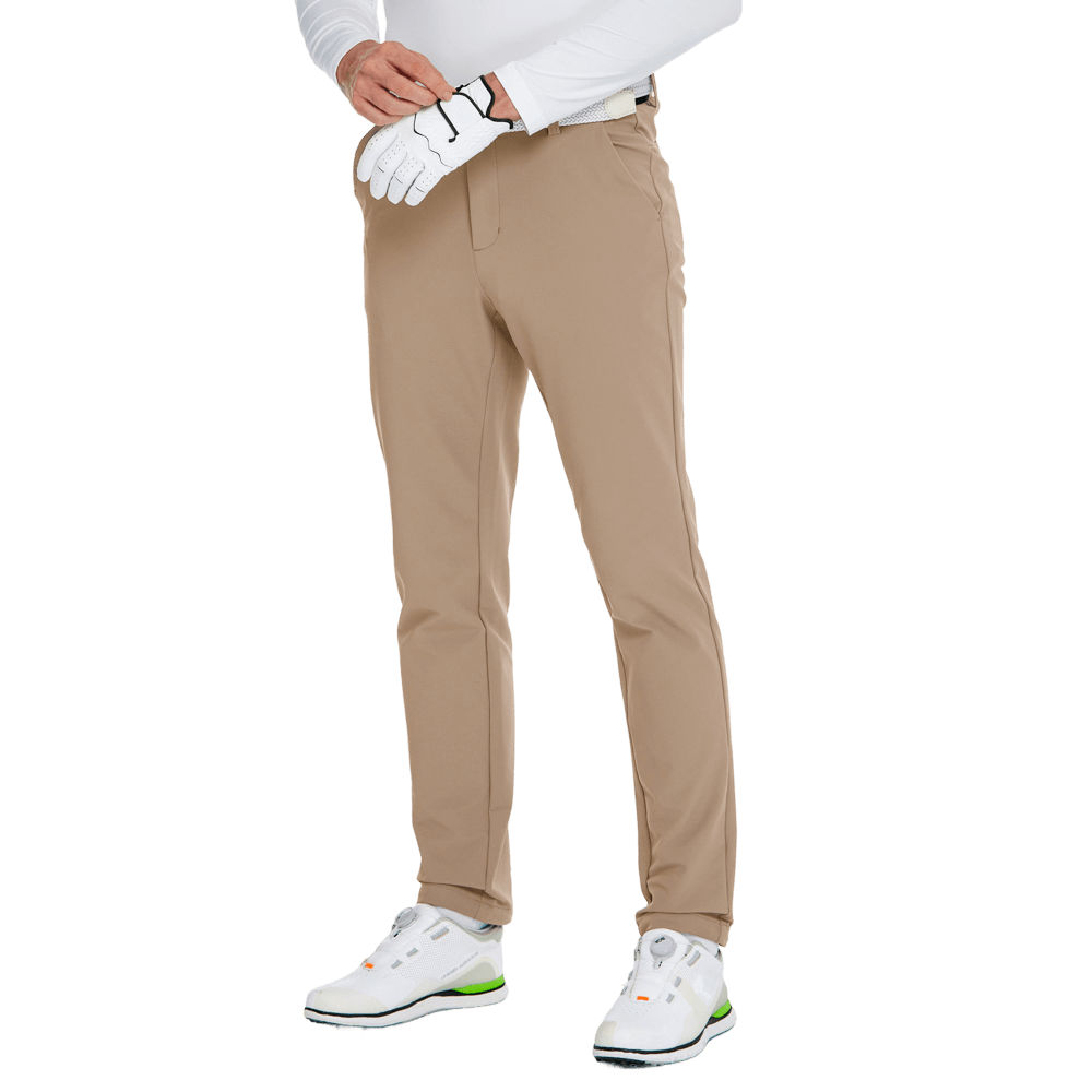 GoPlayer Men's Autumn and Winter Elastic Waist Golf Pants (Khaki)