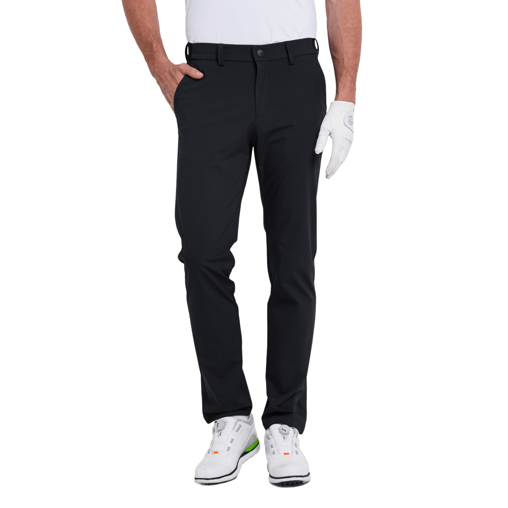 GoPlayer男彈性斜紋高爾夫長褲(黑)