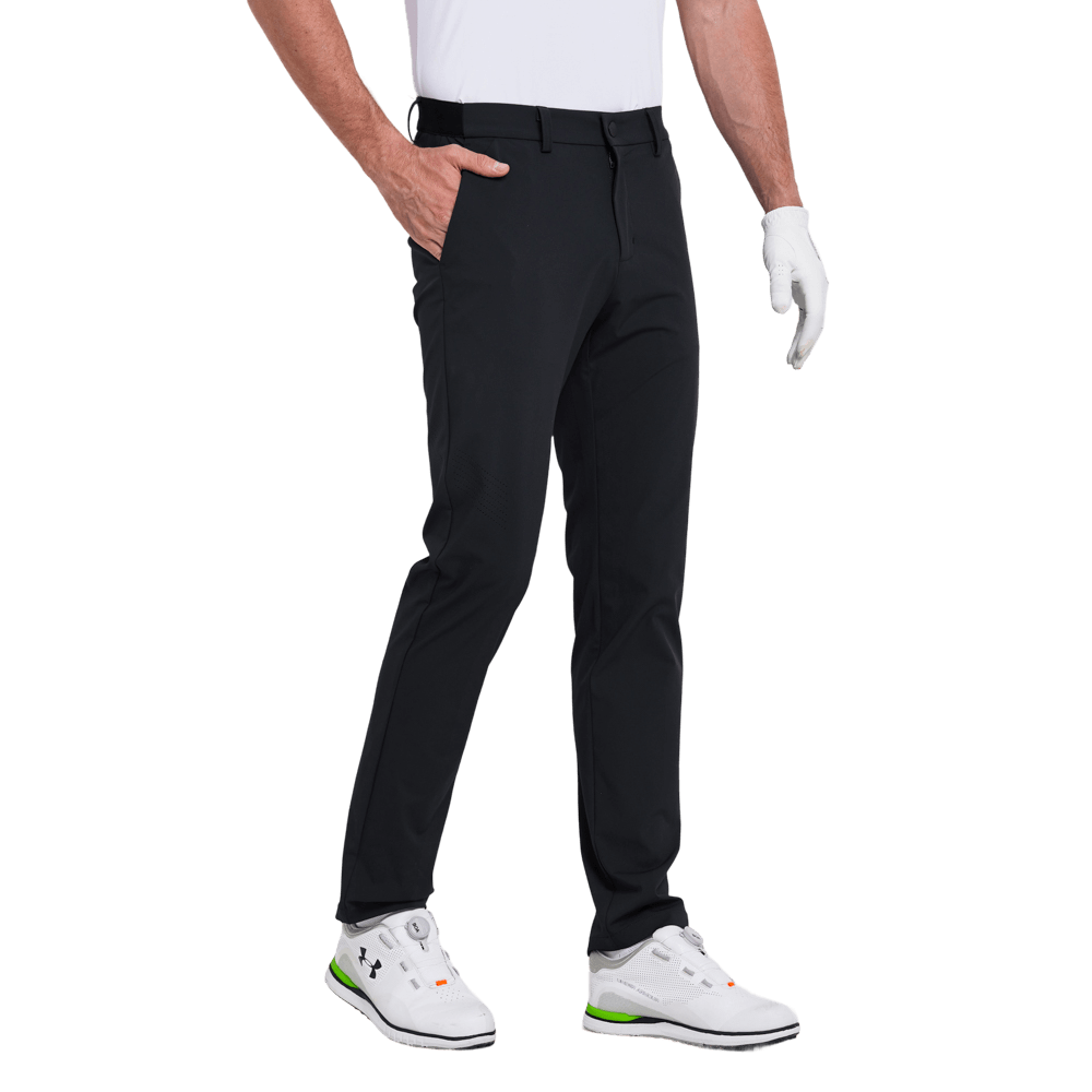 GoPlayer男彈性斜紋高爾夫長褲(黑)