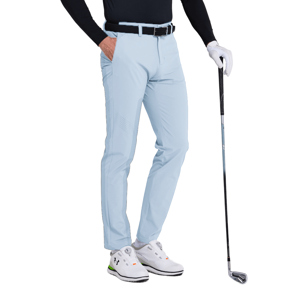 GoPlayer男彈性斜紋高爾夫長褲(淺藍)