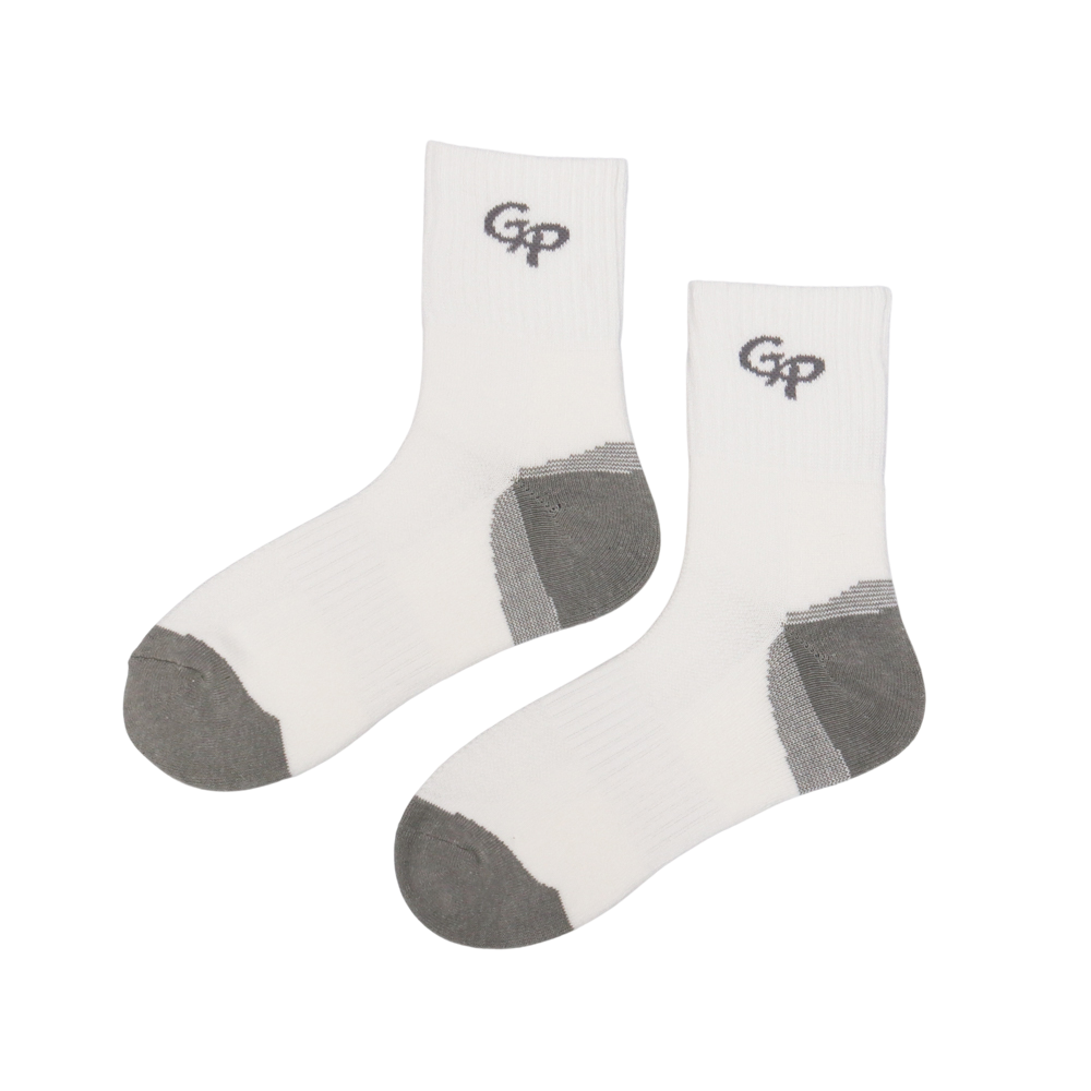 GoPlayer Men's Bamboo Charcoal Air Cushion Mid-tube Sports Socks White