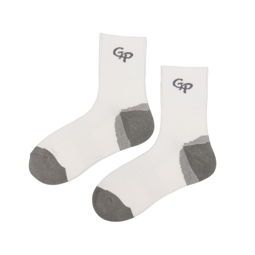 GoPlayer Men's Bamboo Charcoal Air Cushion Mid-tube Sports Socks White
