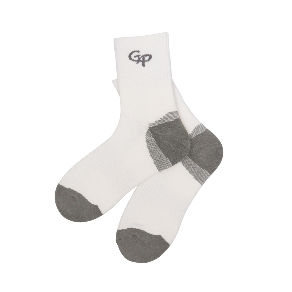 GoPlayer Men's Bamboo Charcoal Air Cushion Mid-tube Sports Socks White