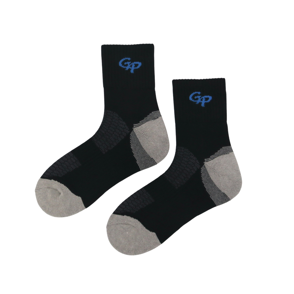 GoPlayer Men's Bamboo Charcoal Air Cushion Mid Tube Sports Socks Black