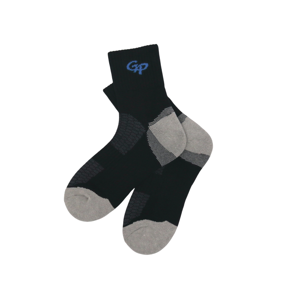 GoPlayer Men's Bamboo Charcoal Air Cushion Mid Tube Sports Socks Black