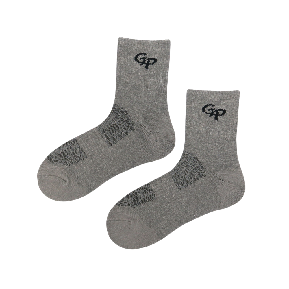 GoPlayer Men's Bamboo Charcoal Air Cushion Middle Tube Sports Socks Gray