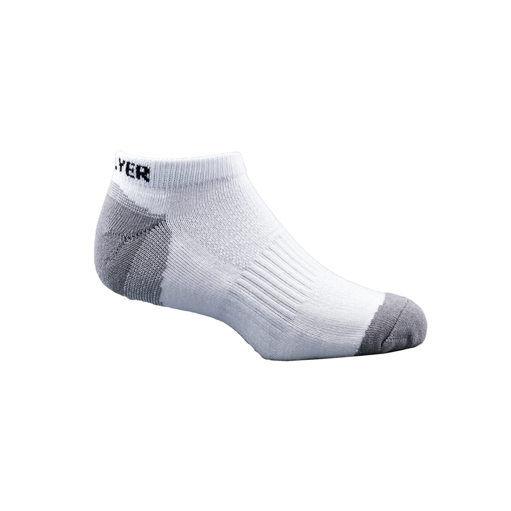 GoPlayer Men's Bamboo Charcoal Air Cushion Sports Ankle Socks (White)