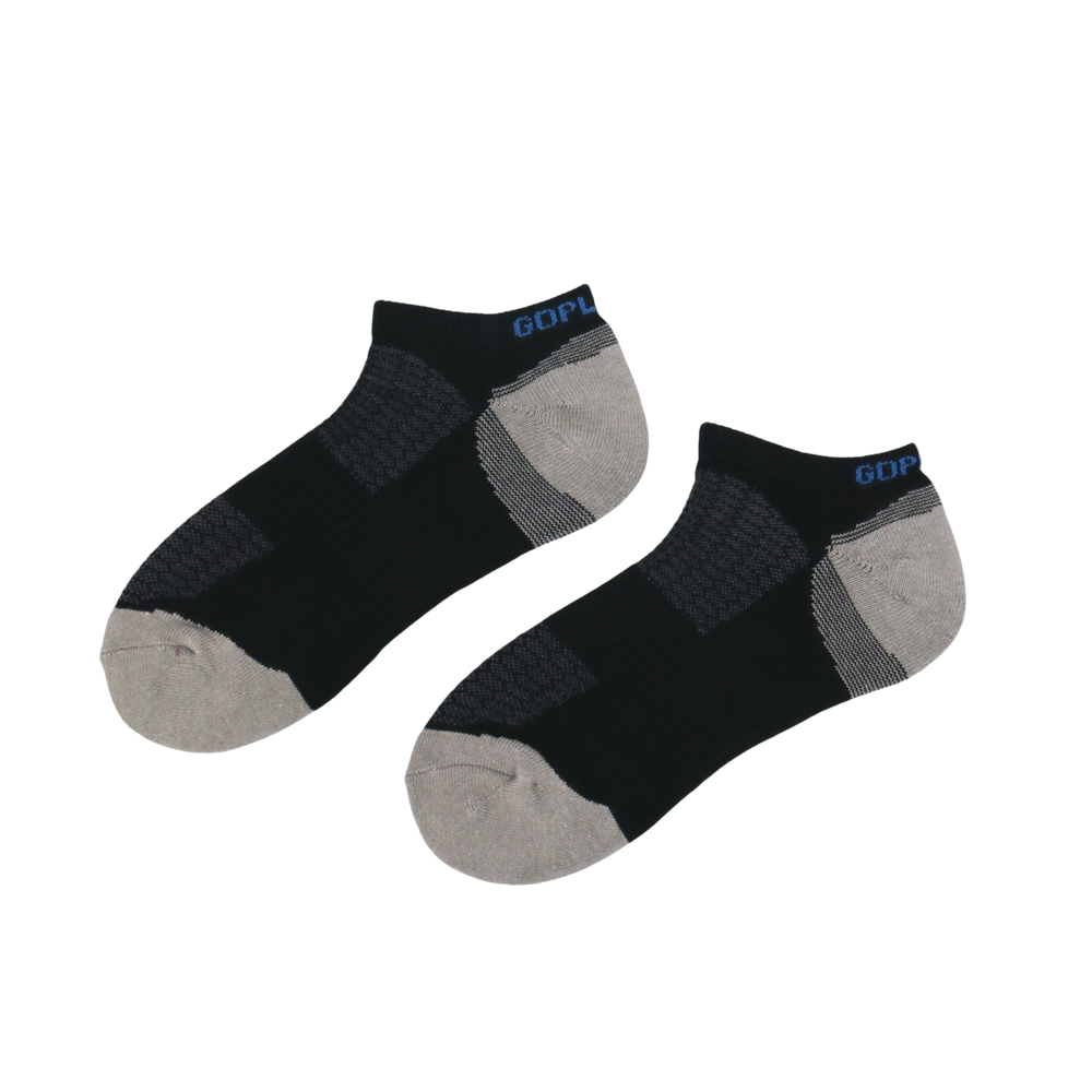 GoPlayer Men's Bamboo Charcoal Air Cushion Sports Ankle Socks (Black)