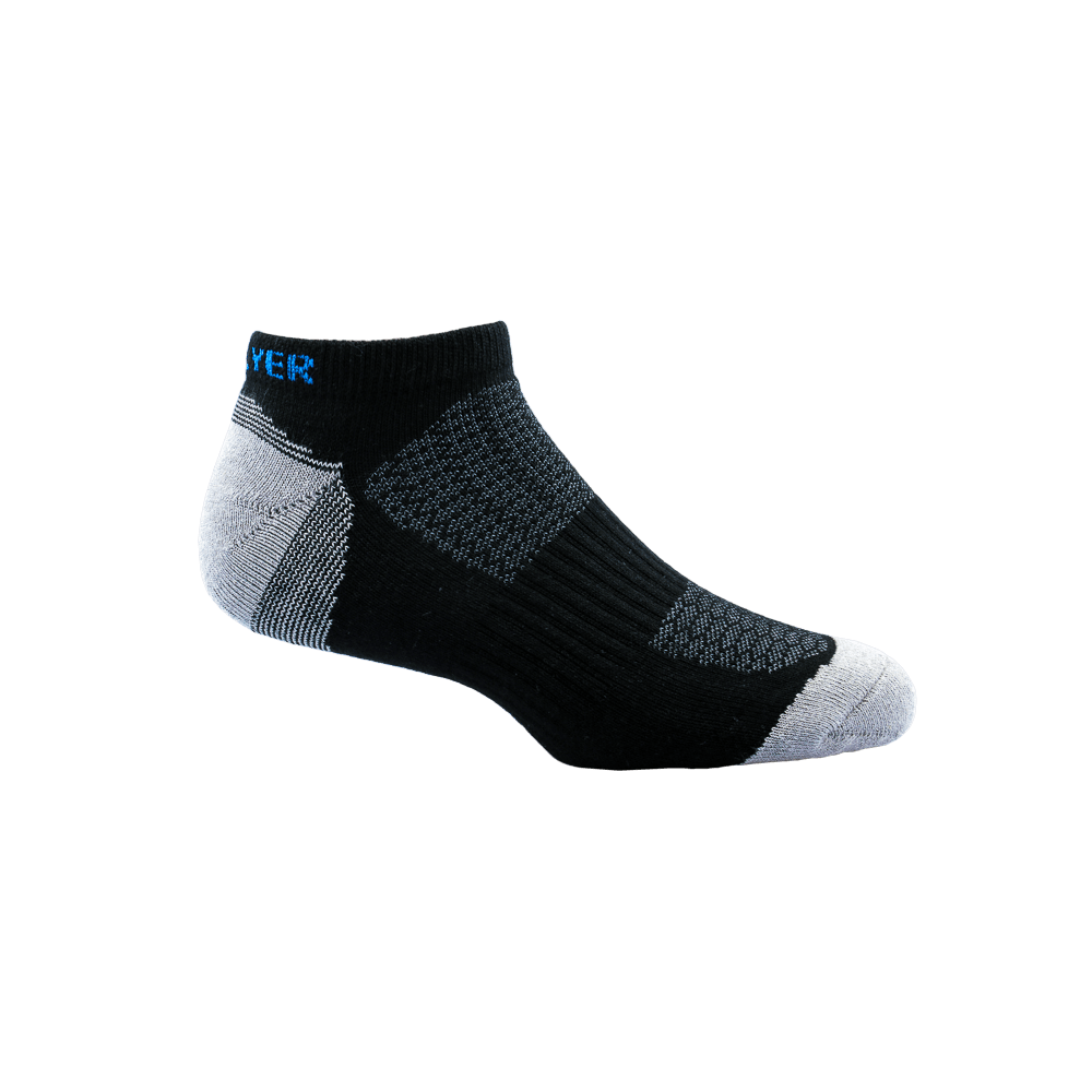 GoPlayer Men's Bamboo Charcoal Air Cushion Sports Ankle Socks (Black)