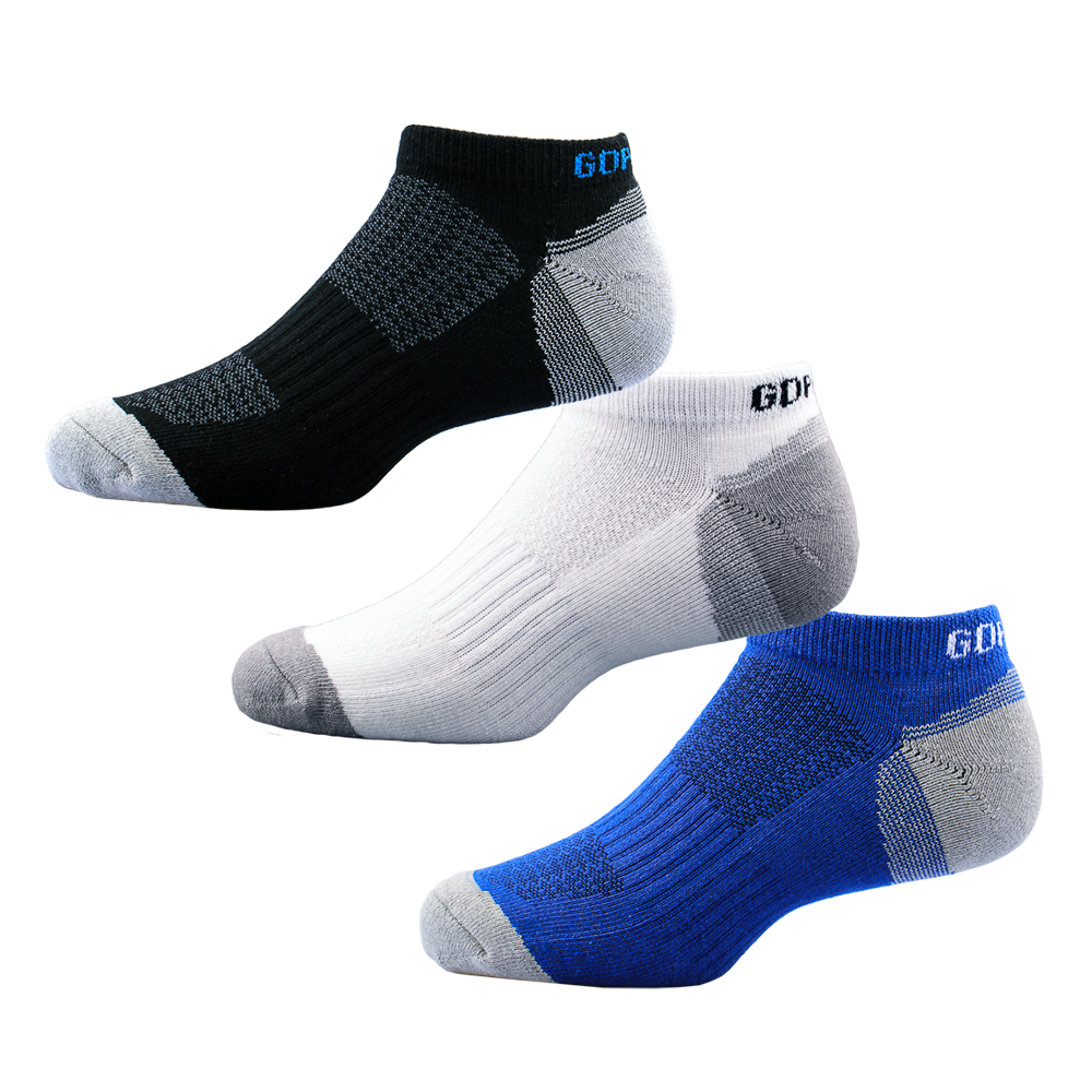 GoPlayer Men's Bamboo Charcoal Air Cushion Sports Ankle Socks (Blue)