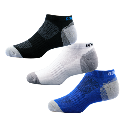 GoPlayer Men's Bamboo Charcoal Air Cushion Sports Ankle Socks (Blue)