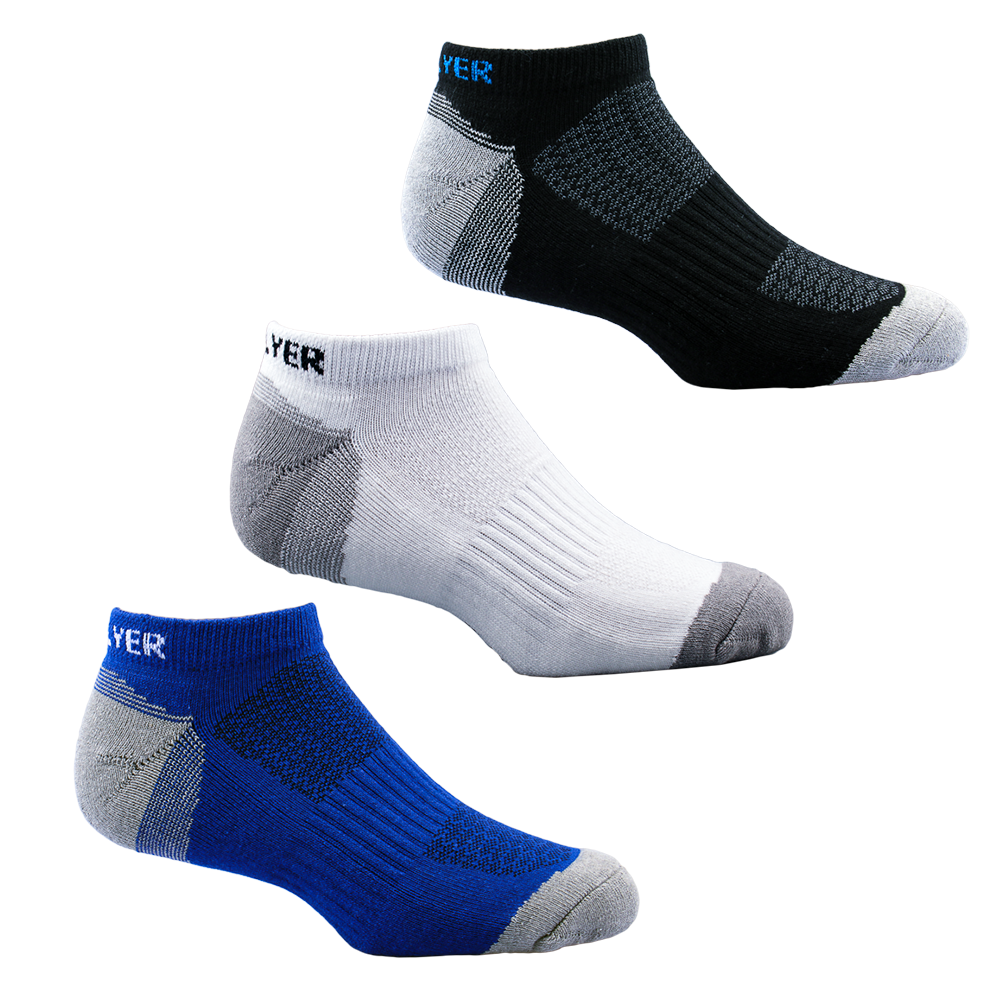 GoPlayer Men's Bamboo Charcoal Air Cushion Sports Ankle Socks (Blue)