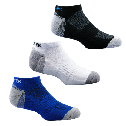 GoPlayer Men's Bamboo Charcoal Air Cushion Sports Ankle Socks (Blue)