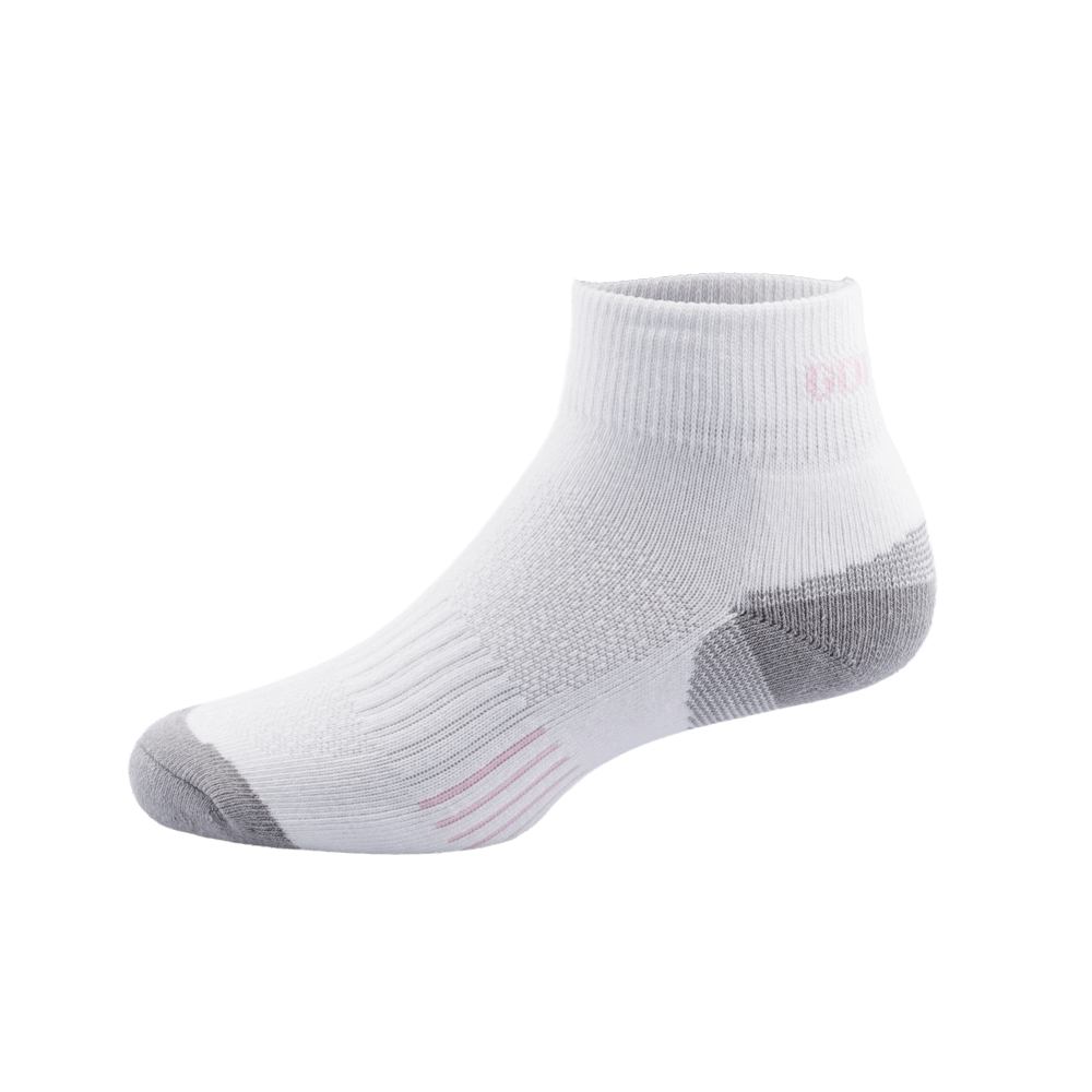 GoPlayer Women's Bamboo Charcoal Ankle Sports Socks (White Pink)