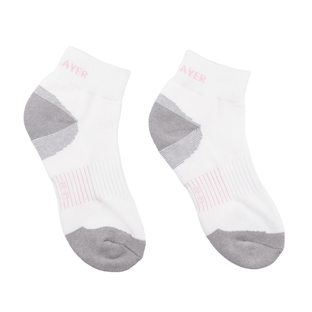 GoPlayer Women's Bamboo Charcoal Ankle Sports Socks (White Pink)