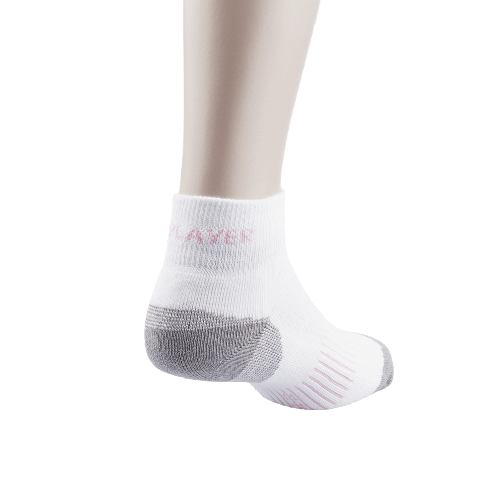 GoPlayer Women's Bamboo Charcoal Ankle Sports Socks (White Pink)