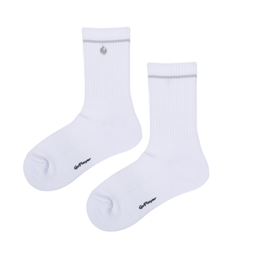 GoPlayer Women's Golf Cushion Antibacterial Mid-Calf Socks (White)