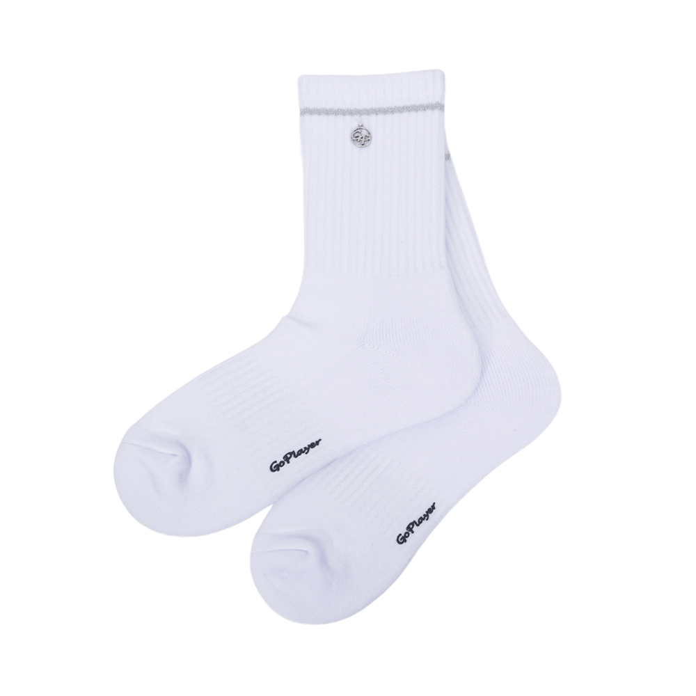 GoPlayer Women's Golf Cushion Antibacterial Mid-Calf Socks (White)
