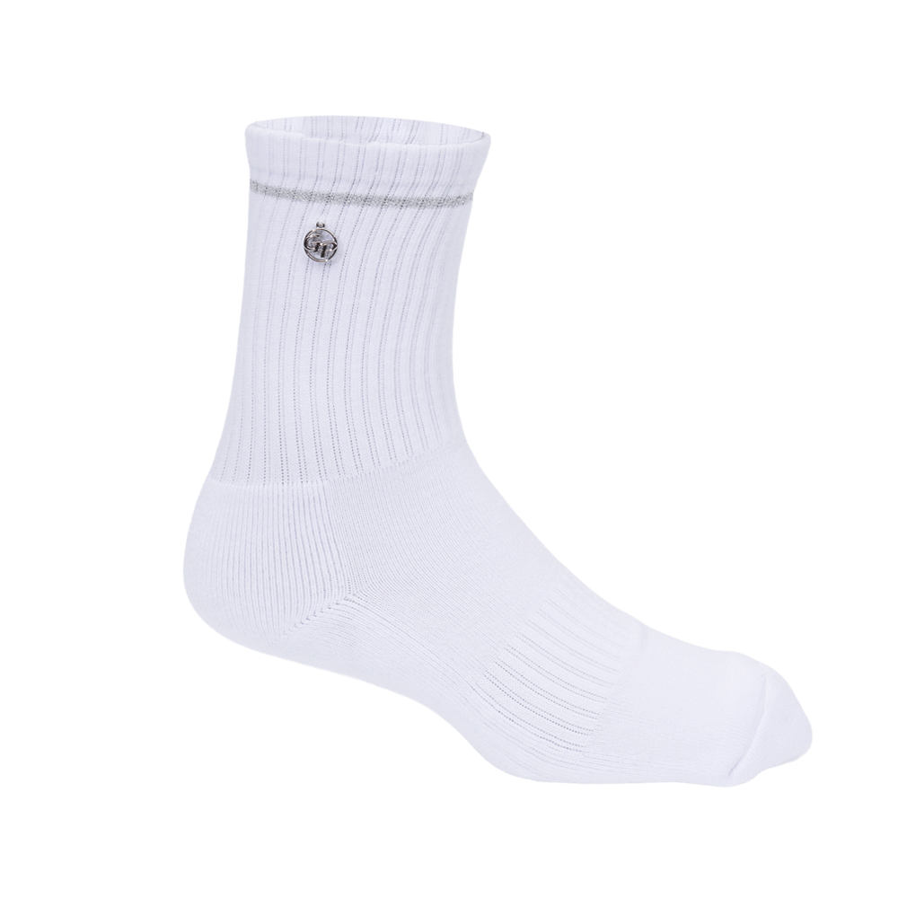 GoPlayer Women's Golf Cushion Antibacterial Mid-Calf Socks (White)