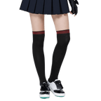 GoPlayer レディース ニーストッキング (竹炭ブラックレッド)