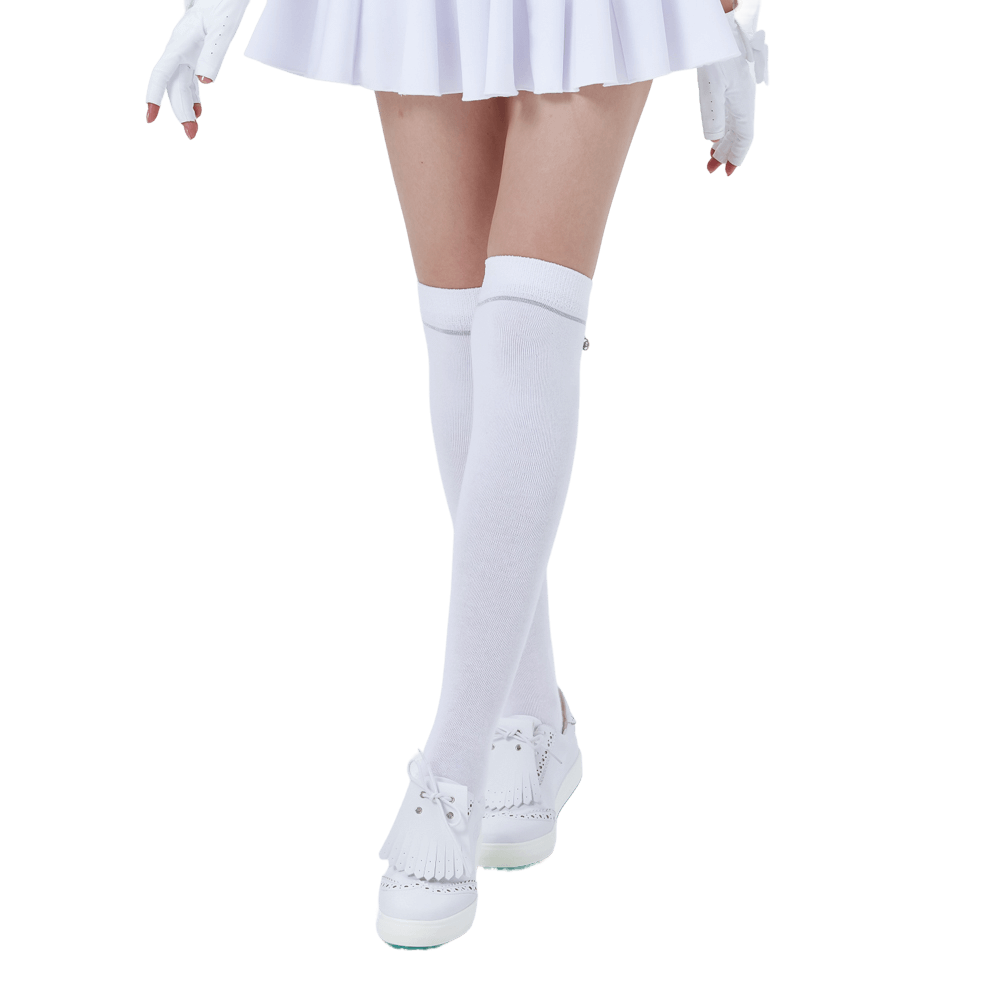 GoPlayer レディース ゴルフ ニーソックス (シルバー)