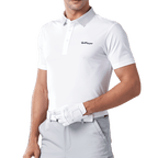 GoPlayer メンズ 伸縮性速乾半袖トップス（ホワイトストライプカラー）