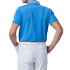 GoPlayer男彈性快乾短袖上衣(條紋領藍)