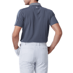 GoPlayer Men's Elastic Quick Dry Short Sleeve Top (Striped Collar Gray)