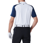 GoPlayer男彈性快乾短袖上衣(白體藍袖)