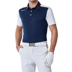 GoPlayer メンズ 伸縮性速乾半袖トップス (ブルーボディ、ホワイトスリーブ)