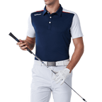 GoPlayer メンズ 伸縮性速乾半袖トップス (ブルーボディ、ホワイトスリーブ)