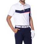 GoPlayer Men's Elastic Quick Dry Short Sleeve Top (White, Black and Red)