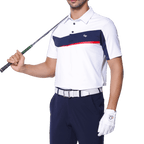 GoPlayer Men's Elastic Quick Dry Short Sleeve Top (White, Black and Red)