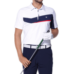 GoPlayer Men's Elastic Quick Dry Short Sleeve Top (White, Black and Red)