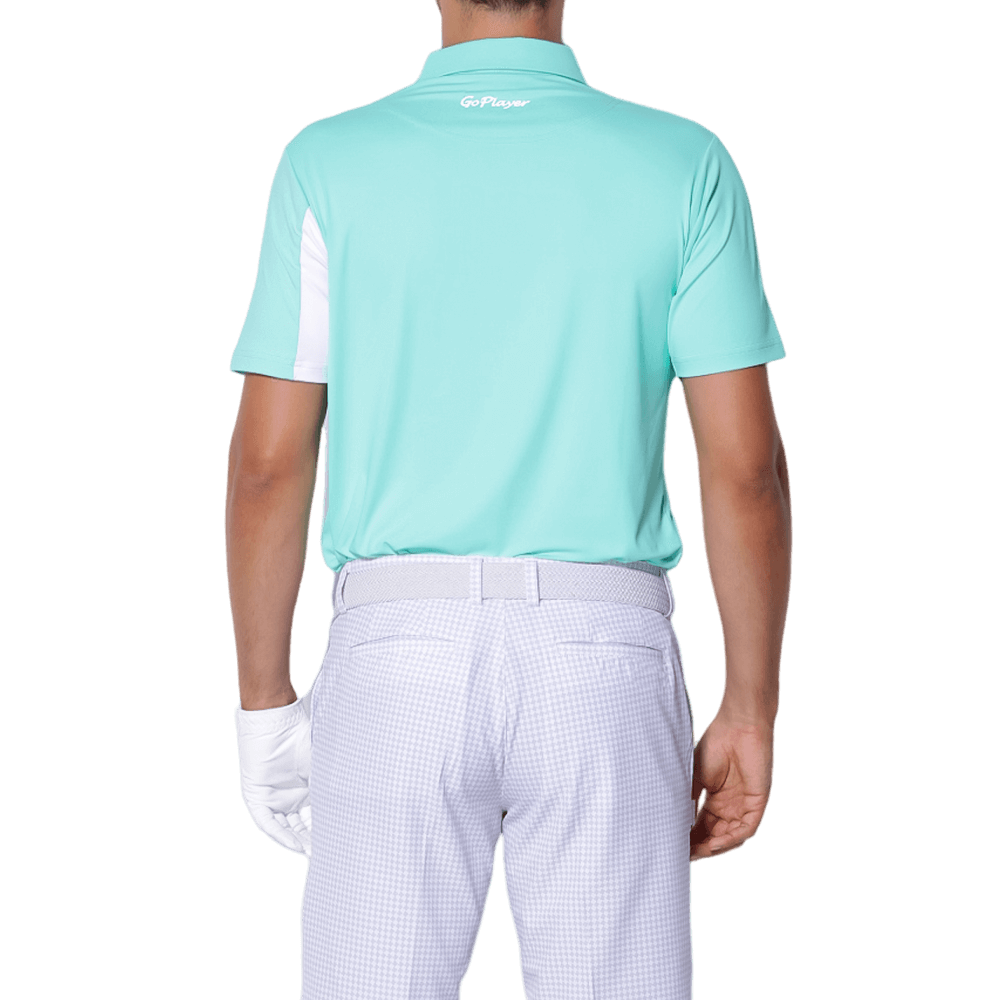 GoPlayer メンズ 伸縮性速乾半袖トップス (ミントグリーン&amp;ホワイト)