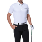 GoPlayer メンズ 伸縮性速乾半袖トップス（ホワイトボディショルダーネット）