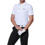 GoPlayer メンズ 伸縮性速乾半袖トップス（ホワイトボディショルダーネット）