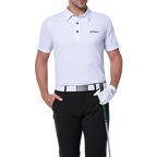 GoPlayer メンズ 伸縮性速乾半袖トップス（ホワイトボディショルダーネット）